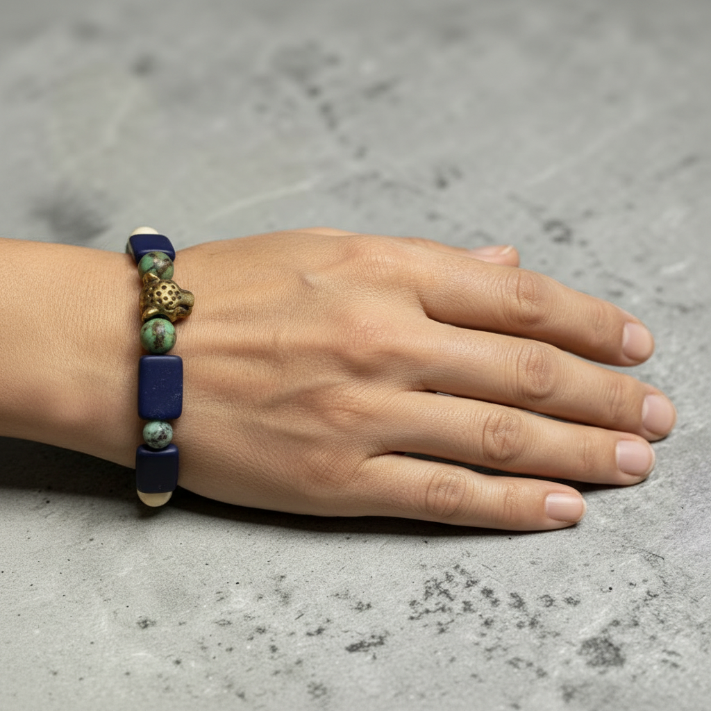 Bracelet Léopard Jaspe & Crème