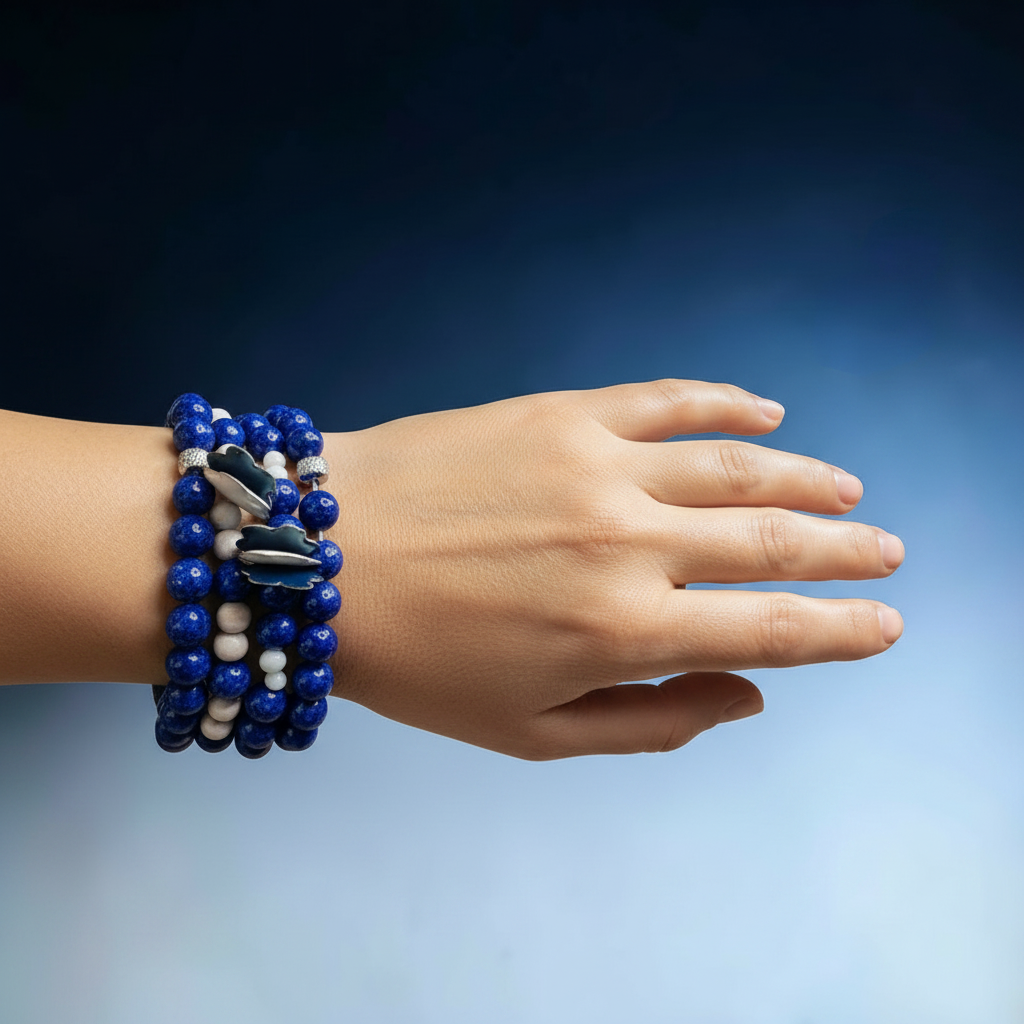 Set de 4 Bracelets Lapis & Blanc