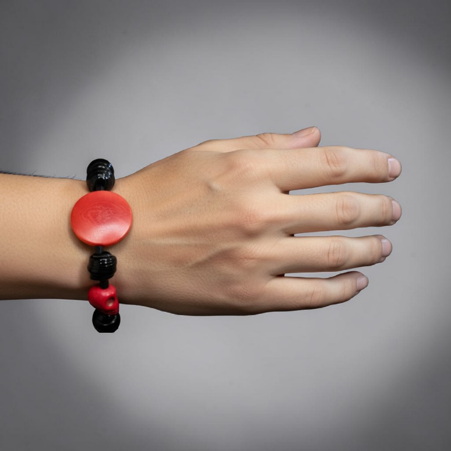 Bracelet Rock Crânes Noir & Rouge