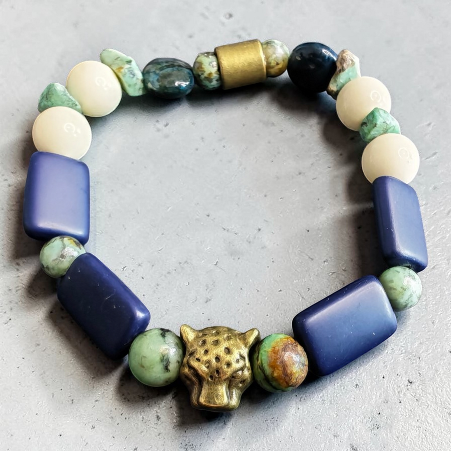 Bracelet Léopard Jaspe & Crème