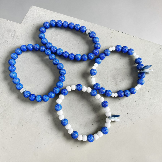 Set de 4 Bracelets Lapis & Blanc
