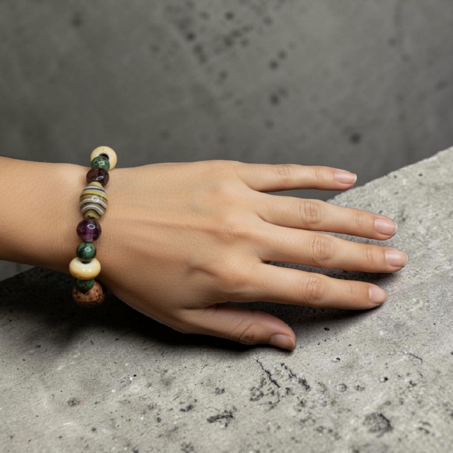 Bracelet Naturel Liège & Pierres Multicolores