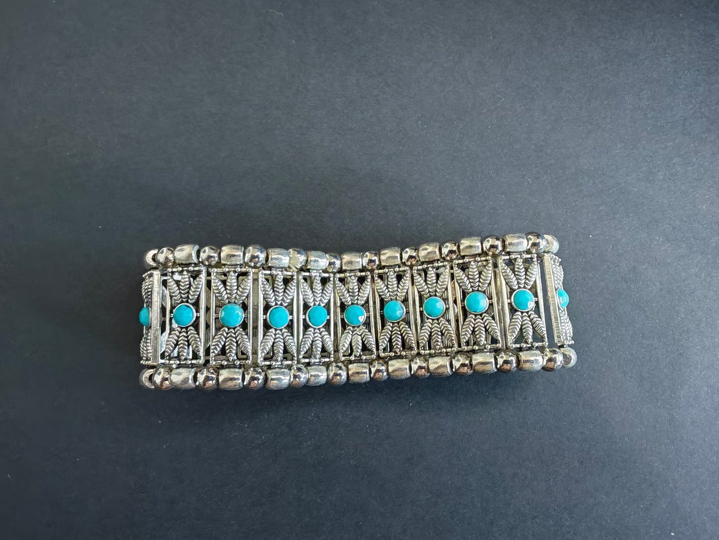 Bracelet Manchette Turquoise Argenté